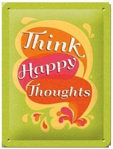 Metalen Plaat Think Happy Thoughts 15 x 20 cm