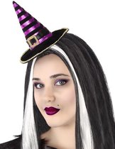 ATOSA - Zwart en paars gestreepte heksen haarband voor volwassenen - Accessoires > Haar accessoire