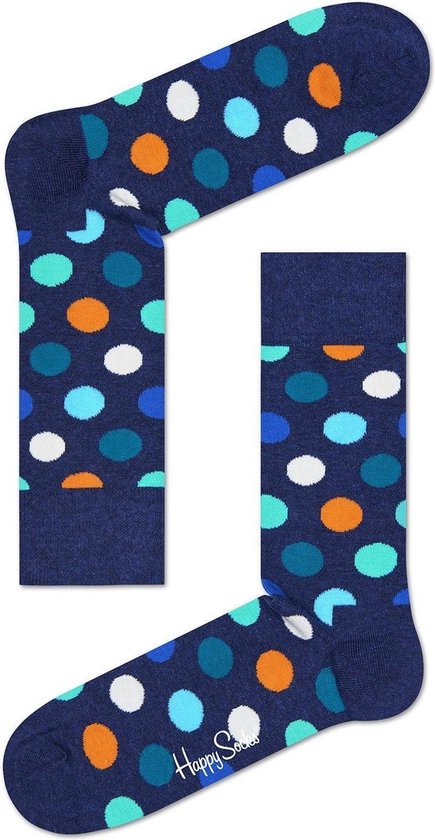 Happy Socks Big Dot Sokken - Donkerblauw/Multi - Maat 36-40