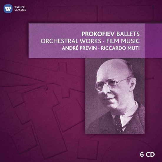 6 CD hoes voor Prokofiev: Ballets, Orkestrale Werken, Filmmuziek. Met een portret van Sergei Prokofiev.