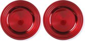 2x Rond rode kaarsenplateaus/kaarsenborden 33 cm - onderbord / kaarsenbord / onderzet bord voor kaarsen