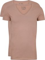 RJ Bodywear Everyday - Nijmegen - 2-pack - stretch T-shirt diepe V-hals - Beige -  Maat XL