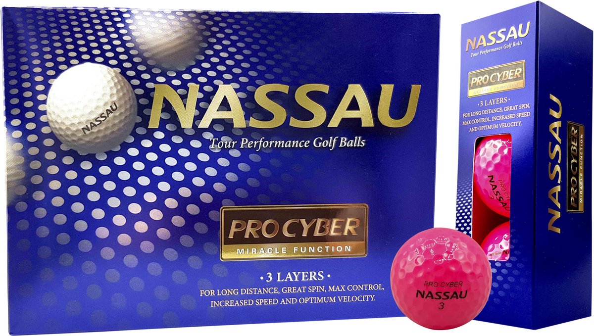 Nassau Pro Cyber - Golfballen - 12 stuks - Pink