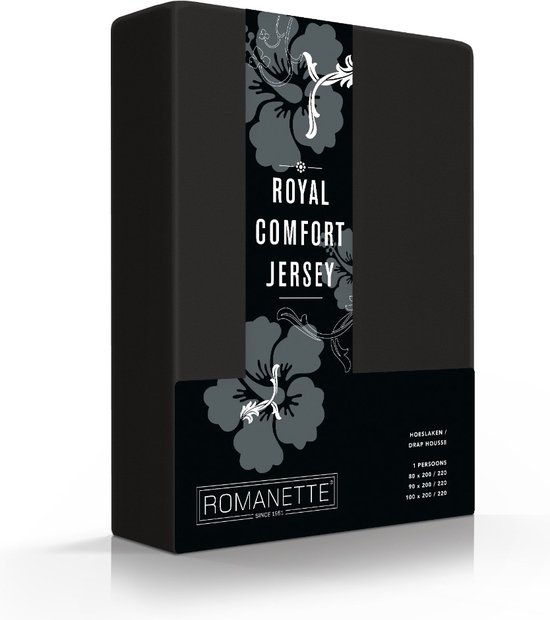 Royal Jersey Comfort Premium 95% Macokatoen / 5% Lycra Hoeslaken - Tweepersoons (140/150/160x200/210/220 cm) - Zwart