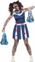 Costume de pom-pom girl zombie bleu avec robe et pompons