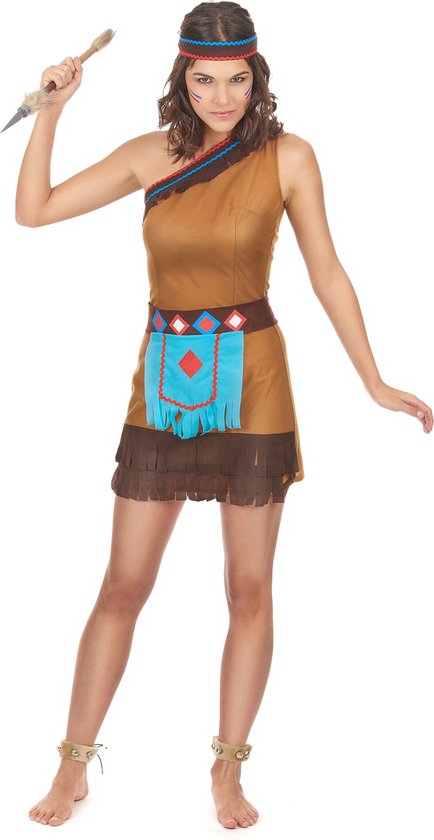 LUCIDA - Beige en lichtblauwe indiaan outfit voor dames - S | bol.com