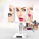 Inklapbare LED make-up spiegel - LED Make-up spiegel – Inklapbaar Make-up spiegel – 2 tot 3 maal vergroten – Touch sensor LED Spiegel  – USB oplaadbaar