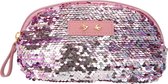 Trend love beauty bag met strijkpailletten mauv/roze
