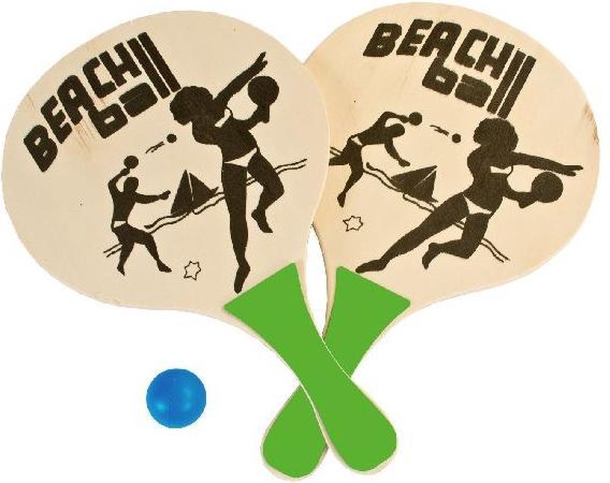 Houten beachball set groen - Strand balletjes - Rackets/batjes en bal ...