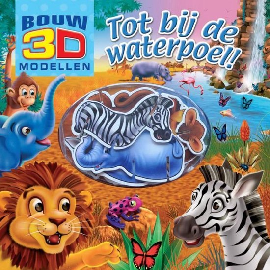 Afbeelding van het spel Kinderboeken Rebo Dierentuin - Bouw 3D modellen: Tot bij de waterpoel! 4+