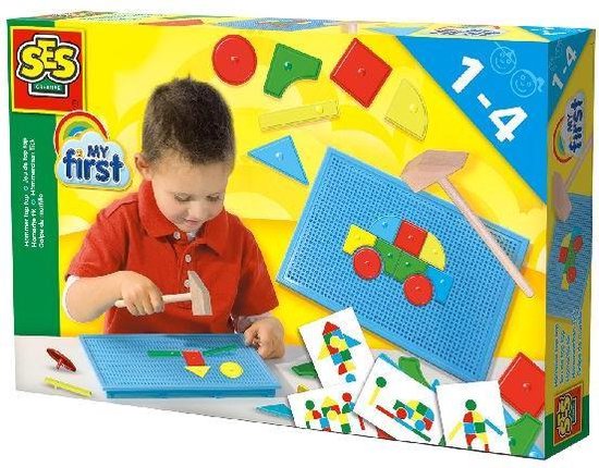 SES - My First - Hamertje Tik - original - Montessori speelgoed - originele set met basis vormen - inclusief hamer - Speelgoed 1 jaar, 2 jaar 3 jaar en 4 jaar