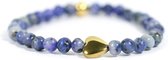 Kinderarmband blauw agaat 4mm Goud pyrite hart - 15 cm Heaven Eleven