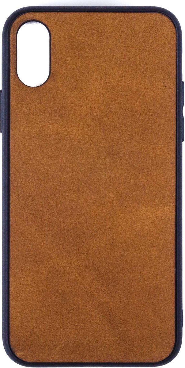 Leren Telefoonhoesje iPhone XS – Bumper case - Cognac Bruin