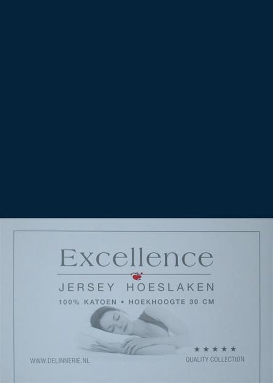 Excellence Jersey Hoeslaken - Litsjumeaux XL - 200x200/210 cm - Navy