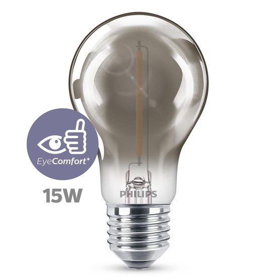 Aanbod Geef energie beven Philips LED Lamp Classic Smokey met rookglas - E27 Peer - 2.3W vervangt 15W  | bol.com