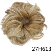 Messy hair bun scrunchie #27H613 Donker blond met licht blond highlight