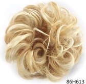 Messy hair bun scrunchie #86H/613 Medium Blond with Highlights
