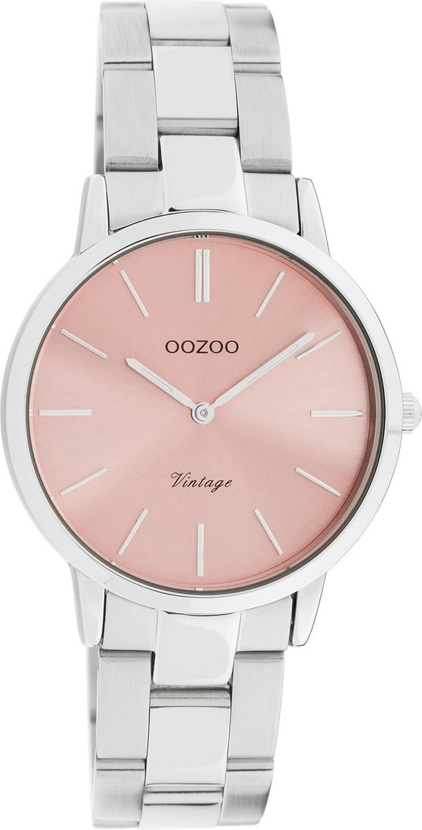 OOZOO Vintage series - zilverkleurige horloge met zilverkleurige roestvrijstalen armband - C20040 - Ø34