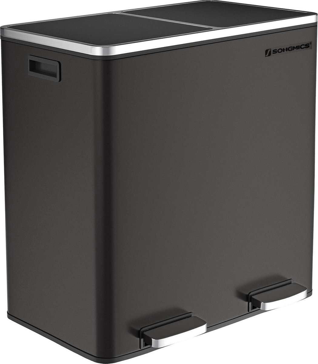 Relaxdays Poubelle encastrable pour la cuisine, 2 bacs de 20 litres