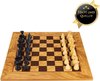 Afbeelding van het spelletje Olijf Burl Schaakspel met moderne stijl Schaakfiguren 40x40 cm  Top Kwaliteit