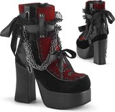 Demonia Bottines -39 Chaussures- CHARADE-110 Noir / Rouge