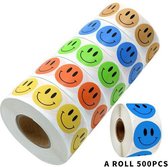 4 rollen stickers = 2000 stickertjes smiley geel - blauw - oranje - groen