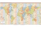 Poster Wereldkaart Met Tijdzones - Large 50x70 - Kantoordecoratie - Timezones - UTC/GMT