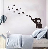 Muursticker olifant Babykamer - kinderkamer - zwart - jungle - wanddecoratie