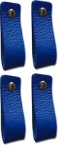 Leren handgrepen - Blauw - 4 stuks - 16,5 x 2,5 cm | incl. 3 kleuren schroeven per leren handgreep