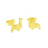 Alpaca oorbellen - Oorbel met alpaca dier oorbellen - Earrings - Goudkleurig