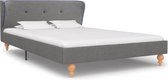 Bedframe Grijs Stof (Incl LW Anti kras Vilt) 120x200 cm - Bed frame met lattenbodem - Tweepersoonsbed Eenpersoonsbed