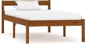 Bedframe Bruin Hout (Incl LW Anti kras Vilt) 90x200 cm - Bed frame met lattenbodem - Tweepersoonsbed Eenpersoonsbed