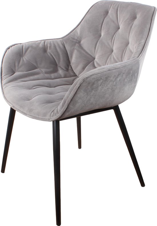 DS4U® tobias stoel - velvet - met armleuning - velours - grijs bol.com