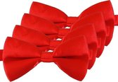 4x Rode verkleed vlinderstrikjes 12 cm voor dames/heren - Rood thema verkleedaccessoires/feestartikelen - Vlinderstrikken/vlinderdassen met elastieken sluiting