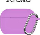 Hoesje Geschikt voor Apple Airpodss Pro Soft Silicone Hoesje Met sleutelhanger - Paars