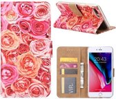 Fonu Boekmodel hoesje Roze Rozen iPhone 8 Plus - 7 Plus
