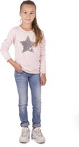 Amantes meisjes trui - Roze met pailletten ster – maat 140/146