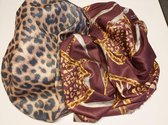 Sjaal - Rood met Gouden Kabels - Leopard - 180 x 70 cm - Viscose