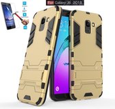 Samsung Galaxy J6 2018 Kickstand Shockproof Goud Cover Case Hoesje - 1 x Tempered Glass Screenprotector