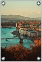 Tuinposter –Donau Rivier in Boedapest– 40x60cm Foto op Tuinposter (wanddecoratie voor buiten en binnen)