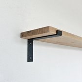 GoudmetHout Massief Eiken Wandplank - Wandrek - 100x20 cm - Industriële Plankdragers L-vorm - Staal - Mat Blank