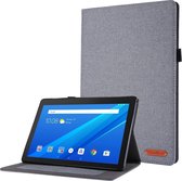 Tablet hoes geschikt voor Lenovo Tab E10 hoes - Book Case met Soft TPU houder - Grijs