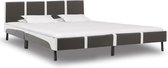 Bedframe Grijs Wit Kunstleer (Incl LW Anti kras Vilt) 180x200 cm - Bed frame met lattenbodem - Tweepersoonsbed Eenpersoonsbed