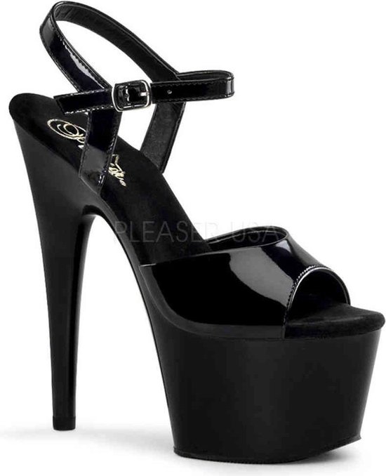 Pleaser - ADORE-709 Sandaal met enkelband, Paaldans schoenen - Paaldans schoenen - 44 Shoes - Zwart