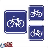 Fietspad - Fietsen stalling  sticker set van 3 stickers.