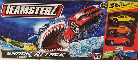 Teamsterz 1416435 Set Pista Shark Attack Con 3 Auto: Lancia E Schianta – Gioco Da Corsa Per Bambini