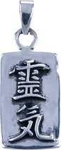 Zilveren Reiki ketting hanger - rechthoek