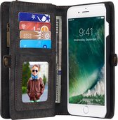 Caseme 008 Telefoonhoesje geschikt voor Apple iPhone 8 Plus Hoesje Uitneembare 2in1 Bookcase Portemonnee - Zwart