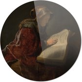 Oude lezende vrouw, waarschijnlijk de profetes Hanna | Rembrandt van Rijn | Rond Plexiglas | Wanddecoratie | 100CM x 100CM | Schilderij | Oude meesters | Foto op plexiglas