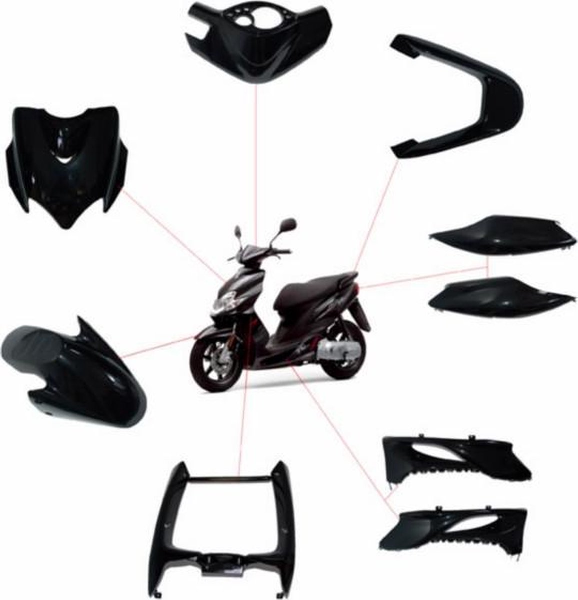 Kappenset Yamaha Jog-R 9-delig DMP zwart metallic
